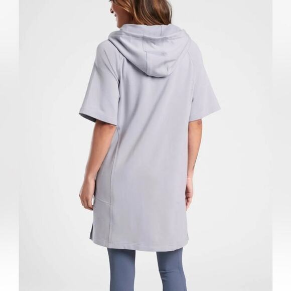Athleta Cabana Tunic Hoodie Sweatshirt Muted Lilac siz Small hooded short sleeve - Picture 8 of 8